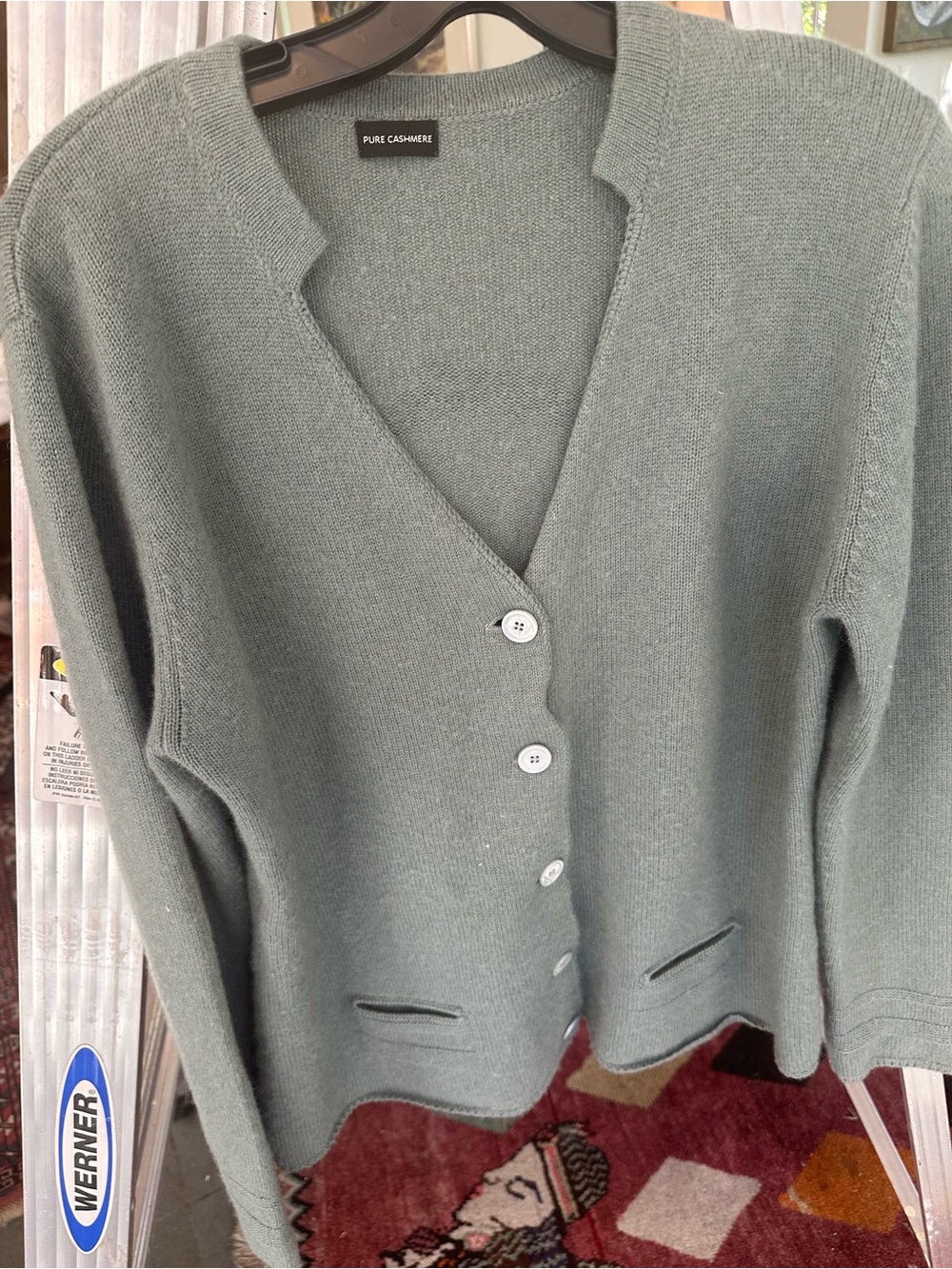 ply cashmere Sage Green V-Neck Button Cardigan